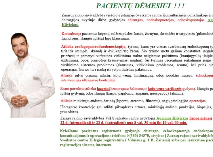 Pacientų dėmesiui